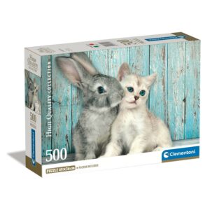 Puzzle 500 pièces avec poster Chat et Lapin Clementoni